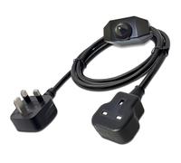 Plug In Dimmer Switch, Dimming Switch Extension Cord with 3 Prong Grounded Plug UK Socket, Lamp Power Cable for Dimmable Table Lamp LED/CFL Lights, 250V 10A 3 Cord Extension Lead Replacement Black