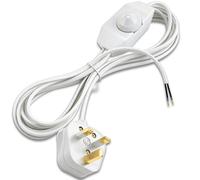 Plug In Dimmer Switch, Lamp Cord with Rotary Dimmer Switch and UK Plug, 1.8 Meters 2 Core In Line Switch for Lamps, 250V 6A Switch Extension Lead, Standard Replacement Lamp Cable, White 1.8M