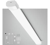 Plug in LED Batten Lights 3 Pack, 5ft 6500K Daylight 45W, IP65 Waterproof, Linkable Plug in Ceiling Lights for Garage Office Kitchen Workshop Warehouse Shed Loft, Corded Electric with Built-in Switch