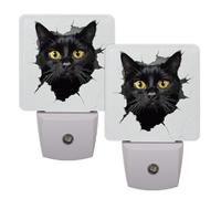 Plug-in LED Night Light Smart Dusk to Dawn Sensor, Black Cat Funny Nightlight for Kids Room, Bathroom, Hallway, Bedroom Decor