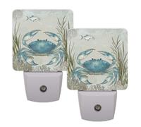 Plug-in LED Night Light Smart Dusk to Dawn Sensor, Crab Underwater Creatures Nightlight for Kids Room, Bathroom, Hallway, Bedroom Decor