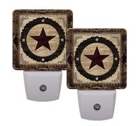 Plug-in LED Night Light Smart Dusk to Dawn Sensor, Vintage West Texas Star Rustic Style Nightlight for Kids Room, Bathroom, Hallway, Bedroom Decor