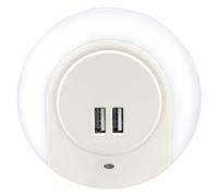 Plug in LED Night Light with 2 USB Port Charger 1w Cool White Automatic Sensor Dusk to Dawn Night Light for Bedroom Childrens Room Hallways Living Rooms A78B