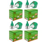 Plug-in Mosquito Repellent Plug-in Insect Killer for Home & Travel Lasts for up to 45 Nights per Refill | Each Pack Includes a Plug and one Bottle for Long Lasting Performance | 4 Pack