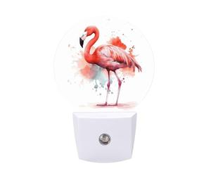 Plug in Night Light,Watercolor Flamingo Print Night Lights Plug in Wall with Dusk to Dawn Photocell Sensor,LED Nightlights for Hallway Stairs Living Room Bedroom Decor,0.5 W Warm White