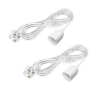 Plug in Pendant Light Fitting 2 Pack, 4.5M Suspended Light Fitting Kit with Switch Button, E27 Lamp Holder Hanging Pendant Lamp, White Plug in Ceiling Lamp for Bedroom Living Room