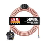 Plug in Pendant Light Fitting 2m Fabric Cable Plug with Dimmer Switch 3 Pin UK Plug Hanging Plug in 3 Core Rose Gold Fabric Cable (Rose Gold)