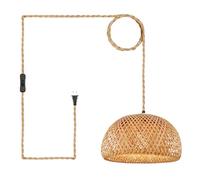 Plug In Pendant Light Hanging Lights With Plug In Cord Hanging Lamp Boho 15ft Rattan Dimmable Wicker Bamboo Woven Lamp Shade Hemp Rope Plug In Ceiling Light Fixture For Living Room Bedroom Farmhouse
