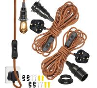 Plug in Pendant Light with 4.5m Extend Nylon Cable, 2PCS E14 Lamp Holder with Switch and Plug, Pendant Light Fitting, Plug in Ceiling Light Fixture, Hanging Lamp for Living Room, Kitchen, Bedroom