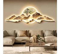 Plug-in power wall decor with LED lights, modern 3D wall art decoration, wall sculpture art, 3D wall hanging murals, Chinese creative landscape painting wall for home, living room, study, bedroom deco