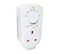 Plug In Thermostat Temperature Control Greenhouse Heater Shed Garage (Analogue) White