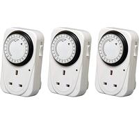Plug In Timer 24 Hour White 3 Pack 3 Pin Plug Mains Timer With Switch