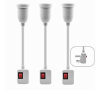 Plug in Wall Lamp E27 Lamp Holder with On/Off Switch, 360°Flexible Extension Screw Lamp Socket White Table Lamp for Bedroom, Office, Studio, Without Bulbs.