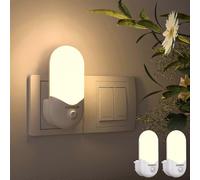 Plug-in Wall Night Light, 2 Pack LED Sensor Night Light, Auto Adjustable Brightness, Warm White, Plug-in Night Light for Hallway, Stairs, Bedroom,