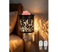 Plug In Wax Melt Burner, Electric Wax Warmer, Flameless Wax Melt Wall Lamp | Butterfly Floral Glow Shadow,Two E12 230V 20W Bulbs Included, Flameless Home Fragrance Gift, Wax Melts Only - Up to 1.3 oz