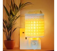 Plug in Wax Melt Burners Wall Ceramic Electric Wax Burner for Wax Melts Night Light Aroma Lamp Wax Burner Essential Oil Burner for Home Bedroom Living Room Gifts Decor(Sundust Grid)