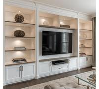 Plug & Play 12 Light Media Wall Led Lighting Kit Wifi & Remote Dimmer Controlled 6000K Cool White Satin Chrome