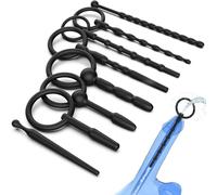 Plug Silicone Urethra Sound: Sex Toy, Catheter and Sound, 8 Pieces Silicone Dilators with Pull Ring, Hollow Sound Toy, BDSM Bubble Irritation, Prostate Stimulator, Beads