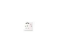 Plug Socket UK | Single Socket with Double USB Plug | White Plastic | 13A Single Switched Wall Socket | S1G13A2USBSWS4