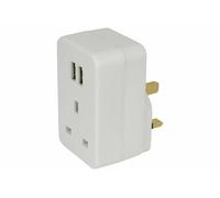 Plug Through UK Mains Charger with Dual USB Ports 2.4A Smartphone / Tablet