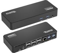 Plugable Technologies 12-in-1 USB C Triple Monitor Docking Station Triple 4K Displays with 3x HDMI or 3x DisplayPort Compatible with Mac Windows Thunderbolt USB4 USB-C (60W PD 6x USB Ports Ethernet)