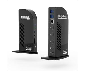 Plugable Technologies 13-in-1 USB-C Triple Monitor Docking Station with 100W Charging Compatible with Windows Mac and Chrome with Thunderbolt 3 / 4 or USB-C (3x HDMI 1x USB-C 4x USB Ethernet SD Card R