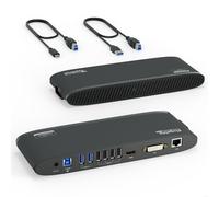Plugable Technologies USB 3.0 Universal Laptop Docking Station for Windows and Mac (Dual Monitor: HDMI and DVI/HDMI/VGA, Gigabit Ethernet, Audio, 6 USB Ports) - Horizontal