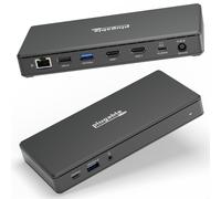Plugable Technologies USB C Docking Station Dual Monitor 2 HDMI Ports Power Delivery Dock Dual 4K Monitor for Windows ChromeOS 1x USB-C 3x USB Ethernet and Audio - Driverless (UD-MSTH2) Wired USB 3.2