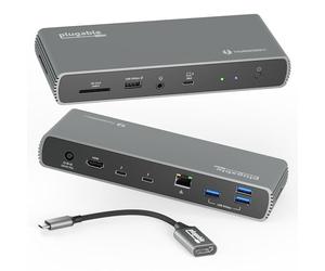 Plugable Thunderbolt 4 Docking Station | TAA-Compliant Dual Monitor Laptop Dock for Mac & Windows | 3x Thunderbolt Ports, USB-C to HDMI Adapter, 100W PD, 2.5GbE, 4x USB-A 10Gbps (Replaced by TBT4-UDZ)