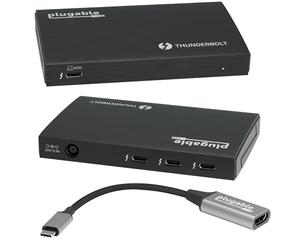 Plugable Thunderbolt 4 Hub | 60W Laptop Charging | 3x Thunderbolt 4 Ports | Dual 4K/Single 8K Displays | USB4 Compatibility - TBT4-HUB3C