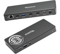 Plugable USB-C Docking Station Dual 4K 60Hz HDMI, 65W Charging, Gigabit Ethernet, 1x USB-C 5Gbps, 3x USB-A, Audio, Windows/ChromeOS, USB-C/USB4/Thunderbolt, Driverless (UD-MSTH2)