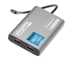 Plugable USB C to HDMI Adapter, Dual Monitor 4K 60Hz for Apple Mac M1/M2/M3, DisplayLink Multiple Displays for Thunderbolt Macbook or iMac, Driver Required (USBC-6950M)
