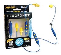 Plugfones Basic Pro Earplug Headphones Wireless Bluetooth in-Ear Earplug Earbuds 25 dB Noise Reduction Rating OSHA Compliant Hearing Protection with Noise Isolating Mic and Controls (Blue & Yellow)