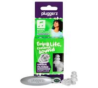 Pluggerz Enjoy Music Earplugs, Transparent, Skin-Friendly Material, Reusable Ear Plugs with Filter, 24-29 dB Noise Reduction Rating, Universal-Fit Hearing Protection for Concerts or Festivals, 1 Pair