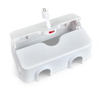 PlugMinder: Lockable Double Socket Cover with 4 depths for larger transformer plugs. Depths 28mm/38mm/58mm/80mm. (White/White, 80mm deep)