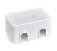PlugMinder: Lockable Double Socket Cover with 4 depths for larger transformer plugs. Depths 28mm/38mm/58mm/80mm. (White/White, 58mm deep)