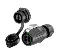 PLUGOOD EW-LP16 Industrial Waterproof Connector IP68 Quick Plugging Circular Connector PBT Plastic Shell Aviation Connector Fast Release Electrical Connector M16 2-9 Pin Thread Socket (2 Pin)