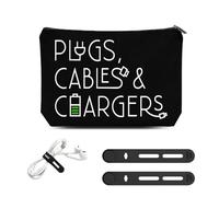 Plugs Cables Chargers Storage Bag for Women Men Tech Gifts for Best Friend Silicone Cable Ties Wire Wrap Organiser for USB Cables Cord Keepers for Charging Accessories Pouch for Travel Home Camping