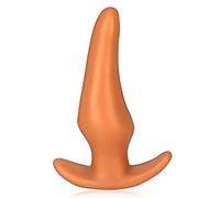 Plugs, Super Soft Liquid Silicone Butt Plug with Safety Base, Gold Dildo, Vagina Dilator, Expander, Masturbation, Sex Toy for Men and Women (L)