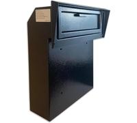 Plugsharge Locking Mailbox Drop Box with Rain Cover, Heavy-Duty Galvanized Steel, Door Mounted Secure Mailbox for Keys, Cash, Checks, Deposits & Letters - Safe Mail Drop Box for Home/Office, Black