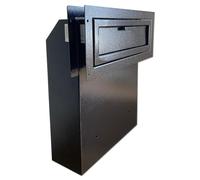 Plugsharge Through The Door Mail Drop Box - 1.5mm Steel Payment Dropbox - Door Mount Theft Proof Mailbox - Locking Deposit Drop Box for Night Key, Deposit, Cash, and Rent (Black), D1B-B