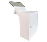 Plugsharge Through-The-Wall Drop Box with Rainproof Cover | Heavy Duty Through Wall Mailbox with 10-Inch Adjustable Chute | Rainproof Locking Drop Safe for Mail, Rent, Checks, Cash, and Keys, White