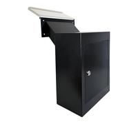 Plugsharge Through-The-Wall Drop Box with Rainproof Cover | Heavy Duty Through Wall Mailbox with 10-Inch Adjustable Chute | Rainproof Locking Drop Safe for Mail, Rent, Checks, Cash, and Keys, Black
