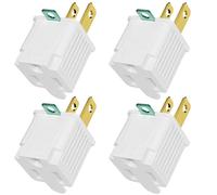 PLUGTUL 2 Prong to 3 Prong Outlet Adapter, Polarized Grounded Outlet Converter, Wall Outlet Plug for Household, Workshops, ETL Listed, 4-Pack, White
