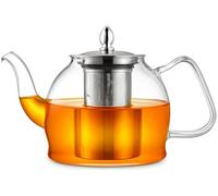 PluieSoleil Glass Teapot with Infuse 1200ml infusers for Loose Tea,Clear with 304 Stainless Steel Tea Strainer