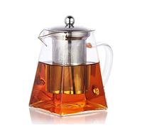 PluieSoleil Square Glass Teapot with Infuser, 700 ml Borosilicate Tea Pot for Loose Tea, Clear Leaf Teapot with Strainer for Microwavable and Stovetop