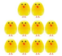 PLULON 10 Pcs Mini Chicks Easter Yellow Chickens Easter Chicks Fluffy Baby Chick Easter Chenille Chicks Easter Egg Bonnet Decorations for Easter Egg Hunt Party Favor Supplies