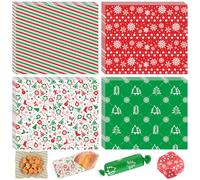 PLULON 100 Pcs Christmas Food Basket Liners Wax Paper for Food Sandwich Wrapping Paper Deli Sheets Christmas Tree Snowflakes Candy Cookies Wraps for Home Kitchen Xmas Holiday Party Decorations