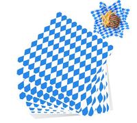PLULON 100 Sheets Oktoberfest Food Basket Liners 12x12 Inch Wax Paper Blue White Checkered Deli Paper Sheets Sandwich Wrapping for Food Oktoberfest Party Supplies