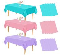 PLULON 15 Pcs Tablecloth Plastic Pink Purple Blue Table Cover 54 x 108 Inch Rectangle Table Cloth for Picnic Unicorn Birthday Baby Shower Wedding Party Home Kitchen Dining Table Decorations
